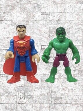 2 IMAGINEXT SUPER HERO FIGURES 2016 SUPERMAN AND 2010 THE HULK